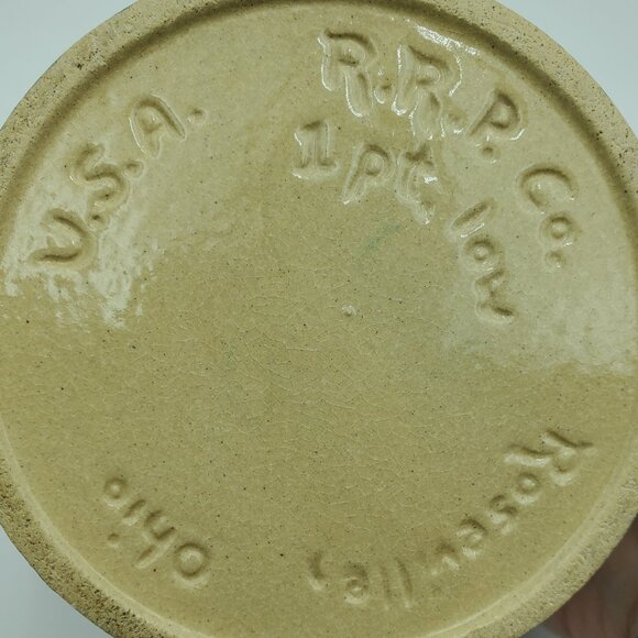Robinson Ransbottom Blue Spongeware 1 Pt Low Crock Roseville Ohio 1 Pint Crock - Picture 5 of 5